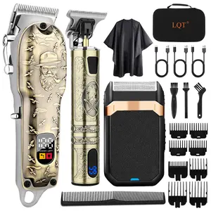 Men's Professional Haircut Scissors Set,Cordless Trimmer &Clipper Kit,DigitalDisplay，Multi-Purpose Grooming Tools, Ideal Holiday Gift for Men