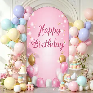Elastic U-Shaped Background Cloth for Birthday Party, Festival Decoration, Round Archway Arrangement, Wedding Arch Backdrop, Half Circle Outdoor Backdrop, Happy Birthday