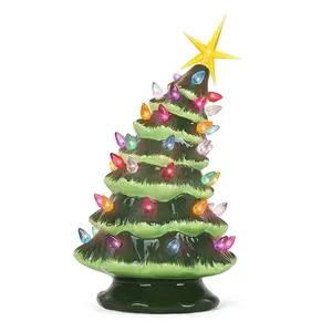 Leaning Green 9.5" Ceramic Christmas Tree - Medium