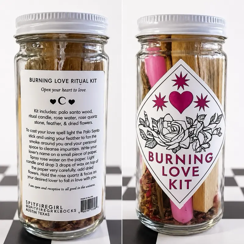 Burning Love Ritual Kit - All-Inclusive Spiritual Tool Set for Intimacy Enhancement & Emotional Connection