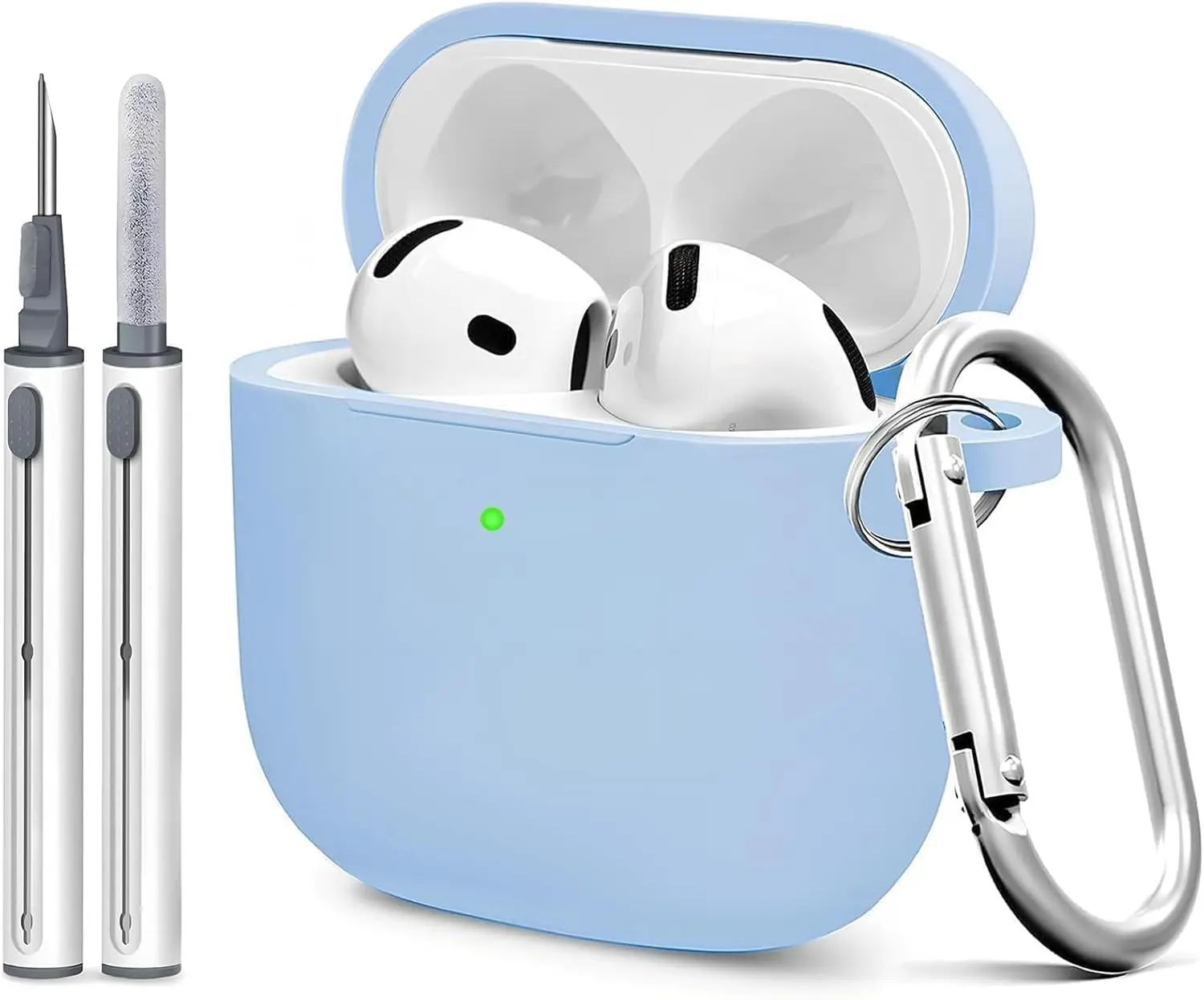 AirPods 4th Generation Headphone Case Cover with Cleaner Kit, Soft Silicone Shockproof Protective Case with Keychain, Full-Body Scratch-Resistant Protection for Men, Compatible with AirPods 4