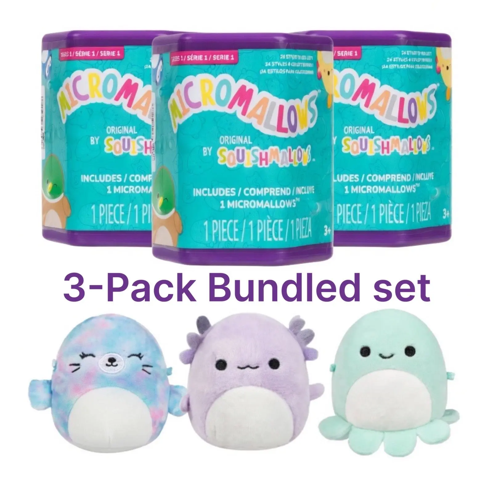 Original Squishmallows™ 2.5 Inch Micromallows™ Mystery Plush Capsule - 3 Pack Bundled Set
