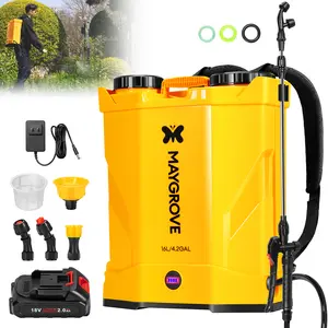 MAYGROVE 4.2 Gal Electric Backpack Sprayer, 2-4h of Continuous Spray, Equipped with Adjustable Wand & 5 Nozzles, Auto Spraying for Garden, Lawn Care, Fertilizing & Weed Control