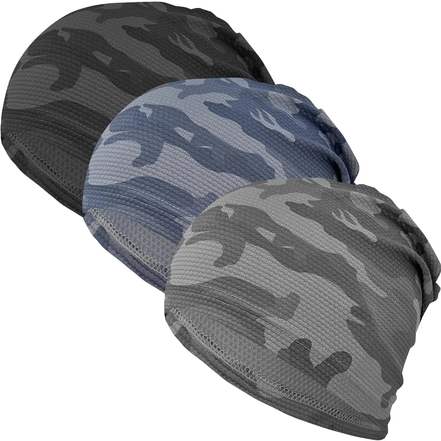 3 Pack Mesh Skull Cap Beanies for Men & Women, Lightweight & Breathable Stretch Helmet Liner for Running & Cycling