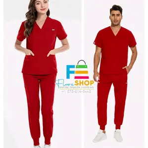 Scrub sets. Breathable Polyester Rayon Spandex Scrub Sets with 8 Pockets and Joggers for Medical Professionals