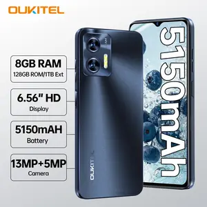 OUKITEL C36 Unlocked Cellphone, 12GB+128GB, Octa-Core, 6.56'' HD+ Screen Mobile Phone, Android 14 Ultra Slim Smartphone, 5150mAh Battery, 4G Dual SIM/Fingerprint Unlock/Face ID/GPS
