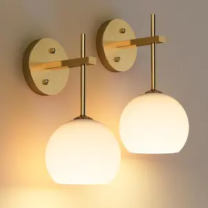 MOITA Wall Sconces Set of Two, Wireless Battery Operated Wall Decor with Remote, Sconces Wall Lighting with Glass Shade, Upward and Downward Installation, 12 RGB Colors and 3 CCT Options