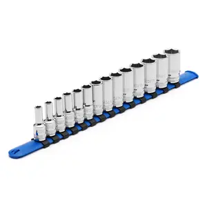 #Summervibes CASOMAN 14PCS 3/8" Drive 6 Pt. Mid-Length Socket Set, Metric, 6, 7, 8, 9, 10, 11, 12, 13, 14, 15, 16, 17, 18, 19 mm, Mirror Chrome Finish Hex Wrenches