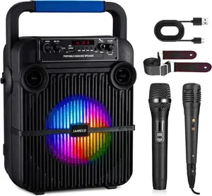JAMELO Karaoke Machine, Portable Bluetooth Speaker with Wireless, Microphone Karaoke Pa System for Adults Kids with LED Lights, Supports TF Card/USB/AUX Input for Home Party Birthday