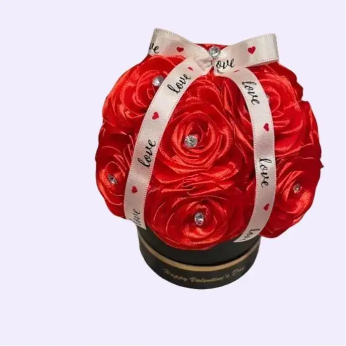 Valentines Day DIY Handmade Satin Roses - Customizable Design for Special Occasions