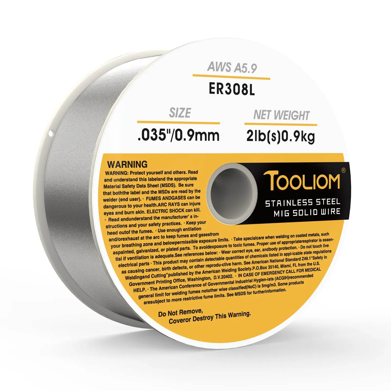 TOOLIOM ER308L .030"/.035" Stainless Steel MIG Welding Wire 2LB - Solid MIG Wire for 304/304L/308 - Low Carbon, Stable Arc, Low Spatter & Corrosion Resistance