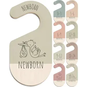 8 Pcs Baby Clothes Dividers, Wooden Newborn Clothing Size Organizers, Wardrobe Sorting Labels for Hangers, Practical Baby Shower Gift
