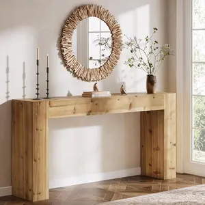 Tribewood 63-Inch Solid Wood Console Table for Entryway, Sofa Table Behind Couch, Farmhouse Style, Easy Assembly, Light Wood Tribewood 63-Inch Solid Wood Console Table for Entryway, Sofa Table Behind Couch, Farmhouse Style, Easy Assembly, Light Wood