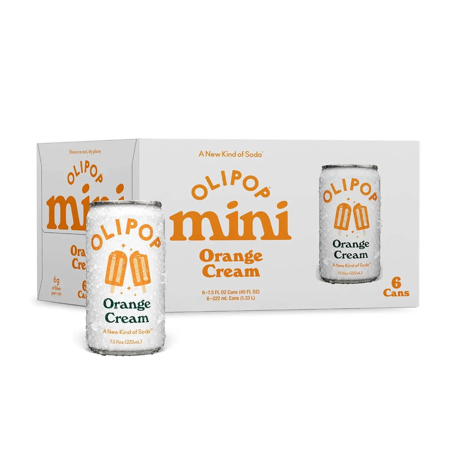 OLIPOP Minis Prebiotic Soda Pop, Strawberry Vanilla, Pantry Pack Packed with Prebiotics, Fiber, and Botanicals, Gluten Free, GMO Free, 7.5oz (6-Cans)