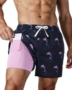 2026 Fashion Men’s Swim Trunks 2-in-1 with Compression Liner, Pockets, Drawstring, Stretch Quick-Dry – Gym, Running, Swimming, Hiking, Beach & Pool Swimwear Shorts Summer Swim Bottoms