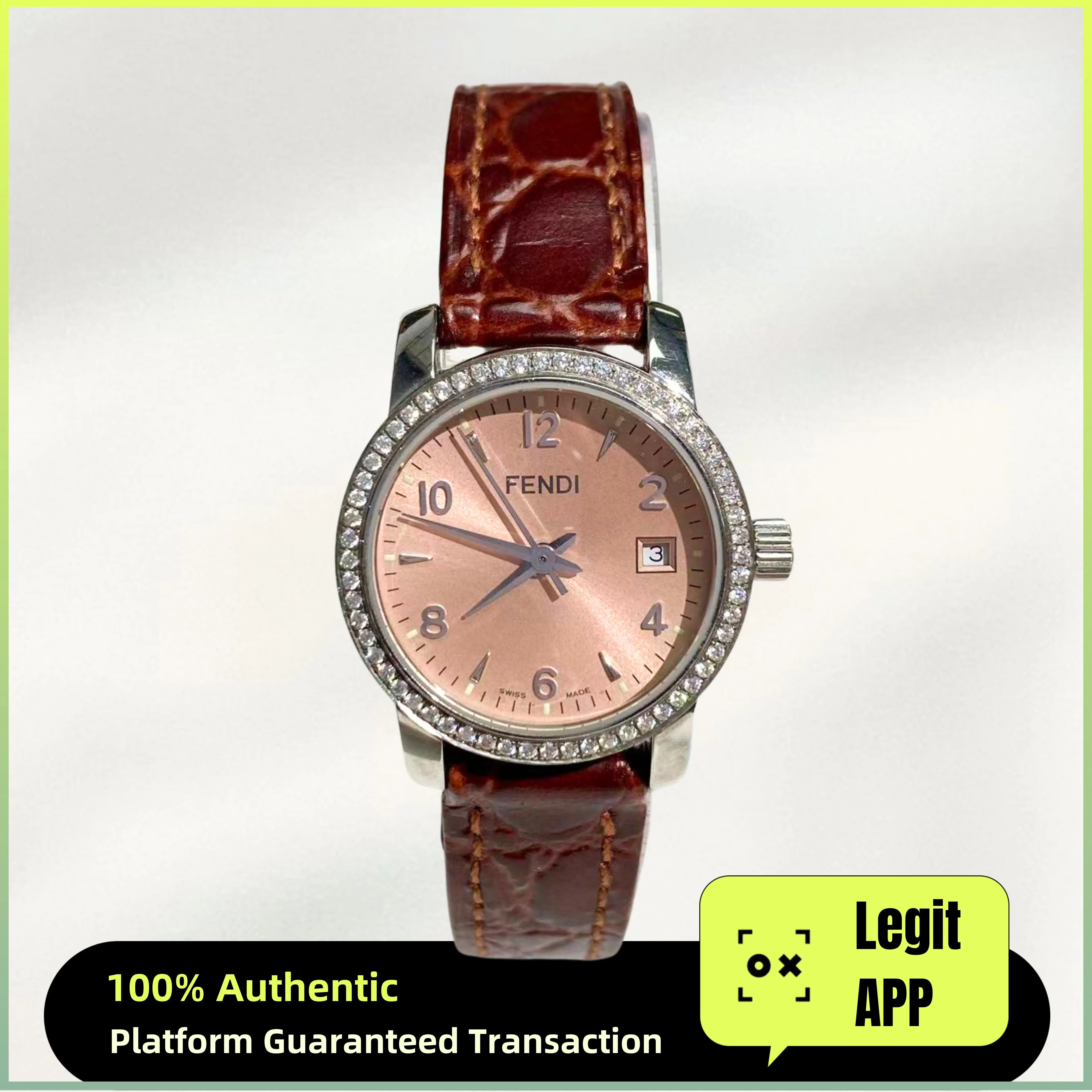 Fendi Vintage Quartz Steel 27mm Pink Dial Diamond 11912005