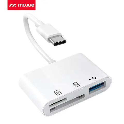 MOJUE 3 in 1 USB-C SD Card Reader – Adapter for SD/MicroSD Cards, Compatible with iPhone 15/16/17 18 Series, iPad Pro/Air/Mini, MacBook Pro/Air, iMac, Mac, Galaxy & Type-C Phones/Tablets/Laptops