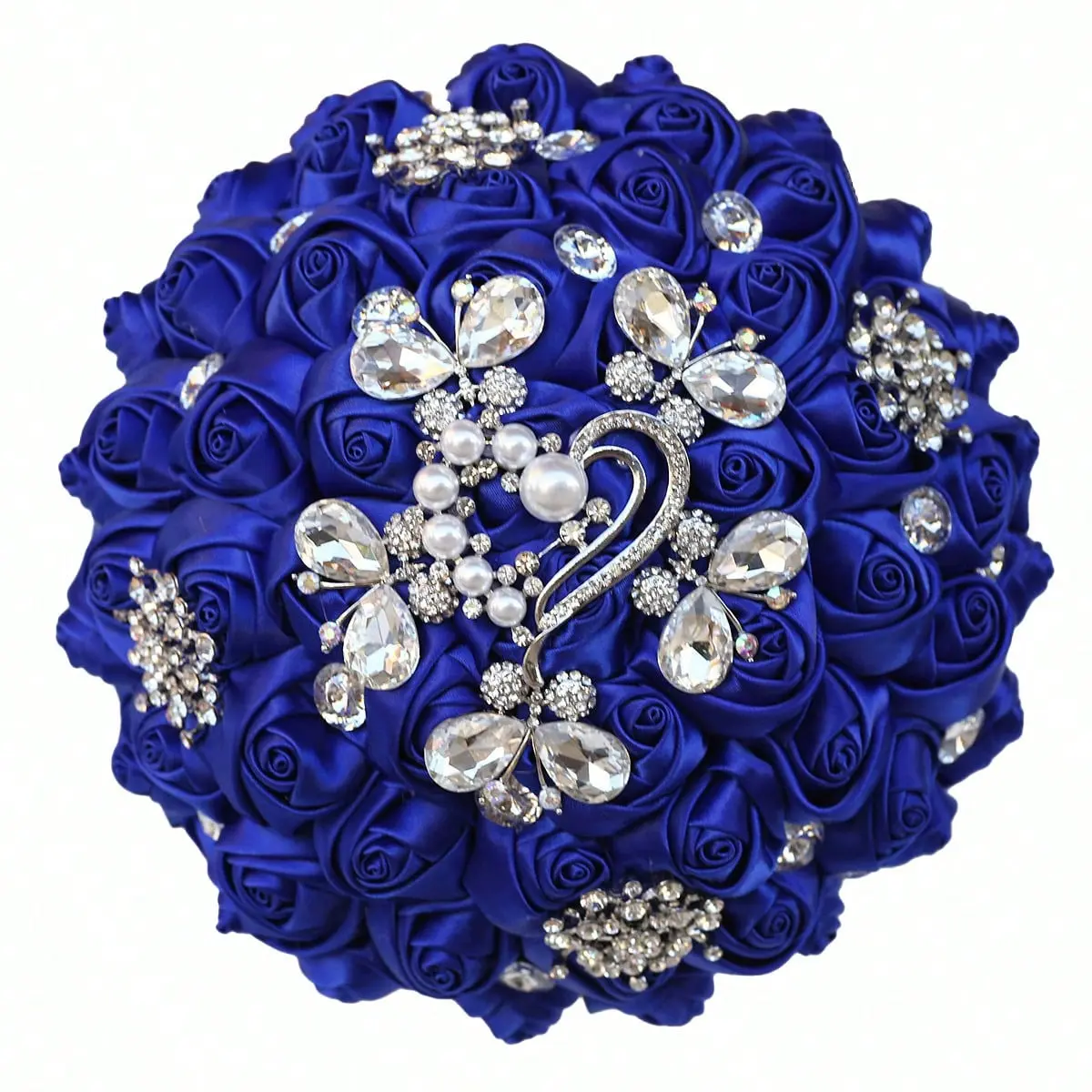 Handmade Wedding Bouquet Round Holding Bouquet Throw Toss Rose Flower Bunch Bride Bridesmaid Wedding Quinceanera Bouquet