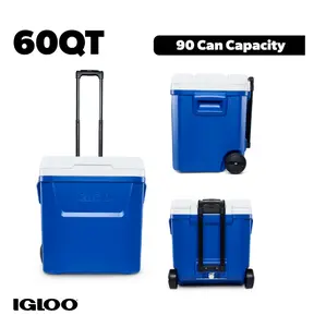 Igloo 60 QT Laguna Ice Chest Cooler with Wheels, Blue Igloo 60 QT Laguna Ice Chest Cooler with Wheels, Blue
