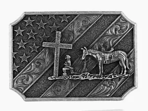 Antique Silver Praying WESTERN cowboy BELT buckle 1801ATS