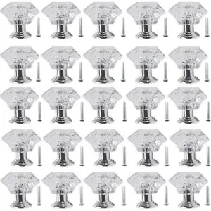 26PCS Crystal Cabinet Knobs 24mm Dresser Knobs for Cabinet,Diamond Glass Pulls Handles for Kitchen Dresser Drawer and Cupboard (24mm,Silver) - Home Improvement.