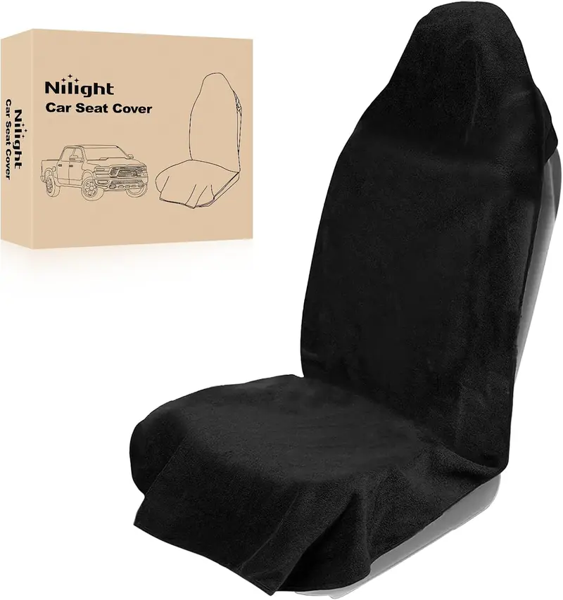 Nilight Car Seat Cover Black Terry Fabric Water and Sweat Absorbent Ideal for Running Gym Workouts Beach Swimming and Hiking Suitable for Cars Truck SUV