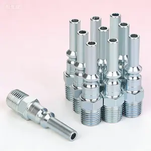 Steel Air Hose Fittings, 1/4 Inch NPT Male Thread, 300 PSI Working Pressure, 10-Piece Set for Air Compressor Accessories, Durable Industrial Connectors, Reusable Brass to Steel Couplings