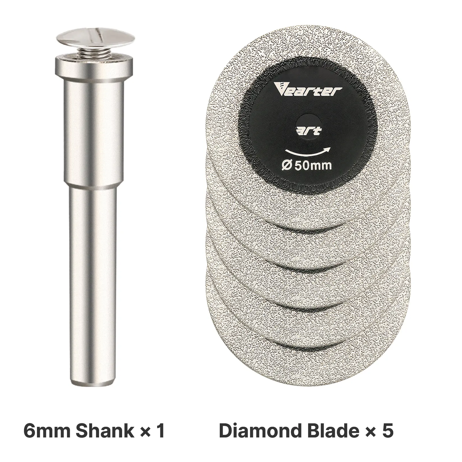 5 Diamond Discs Glass Cutting Wheels - 2'' Double-Sided, 1.1mm Thickness, Extreme Durability, 6mm Shank Mandrel for Rotary Tools, Drill Cut-Off Wheels for Tile, Granite, DIY Projects Ceramics Durable