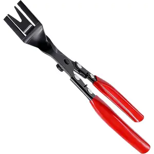 Car Panel Trim Removal Tool, Interior Clip Plier with Red Non-Slip Handle, Door Upholstery and Dashboard Fastener Remover