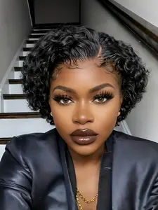 Pixie Wig Natural 13x4 Lace Daily Party Cosplay Gift Use Short Curly Wave Human Hair Wigs for Women Curly Bob Wig
