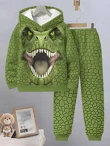 3D Dinosaur Set for Boys, Loose Hoodie and Casual Pants Two-Piece, Spring & Fall New Arrival, Long Sleeve, Slim Fit