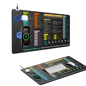 Excel Shortcuts Wireless Charging Mouse Pad 31.5"x15.8" Extra Large Waterproof Non-Slip Base Desk Mat with 15W Fast Charging & 5W AirPods Spot Productivity Boost mousepad