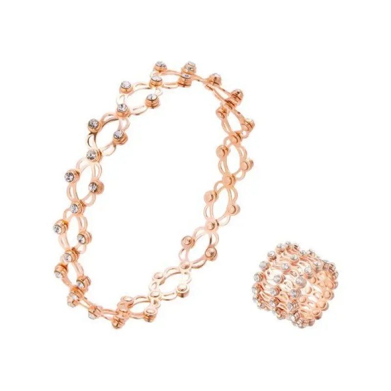 Deformable Ring Bracelet, 2-in-1 Retractable Copper Rhinestone Jewelry with Adjustable Fit (2-7cm), Unisex Fashion Accessory for Daily Wear