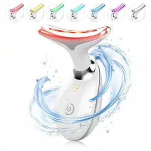 Facial Massager Red-Light-Therapy-for-Face and Neck with 7 Color Options for Face Sculpting Wand Chin Reducer Cosmetic Handle Gift Packaging Clear neck massager Blackhead Remover Tool Blackhead Remover Tool