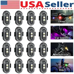 24PCS Remote Control Car Footwell Light, Wireless LED Lights for Car, with Remote Control, High Brightness Wireless LED Strobe Light 8 Colors USB Charge IP65 Waterproof Anti-Collision for Car Motorcycle Aircraft Bike
