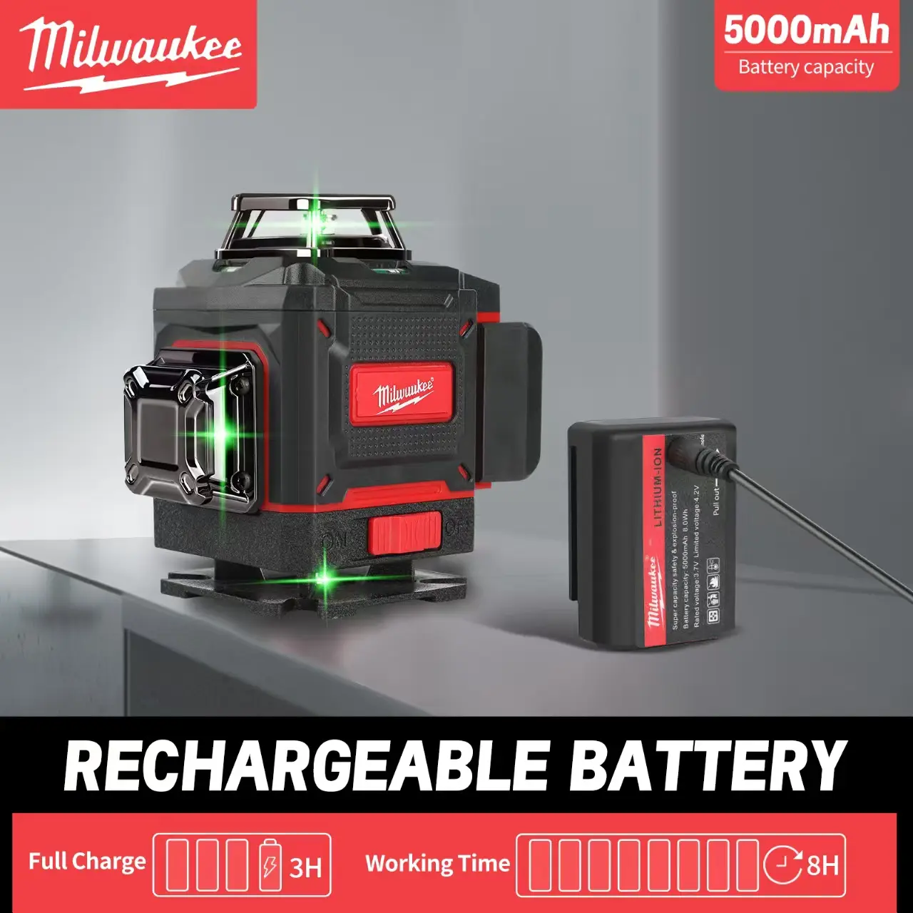 Milwaukee 18V Voltage Cordless Brushless Motor 125mm High-Power Electric Tool, Battery-Operated for Polishing/Cutting