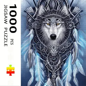 1000 Piece Indian Wolf Head Puzzle, Large Adult Family Interactive Toy, DIY Home Decor Brain Challenge, Holiday Scene, Perfect Gift