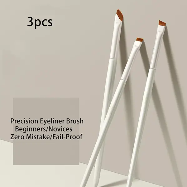 3pcs Precision Eye Makeup Brush Set, Brush Kit, Sickle-Shaped & Angled Eyeliner Brushes, Brow Brush, Travel-Friendly, Perfect for Gifts
