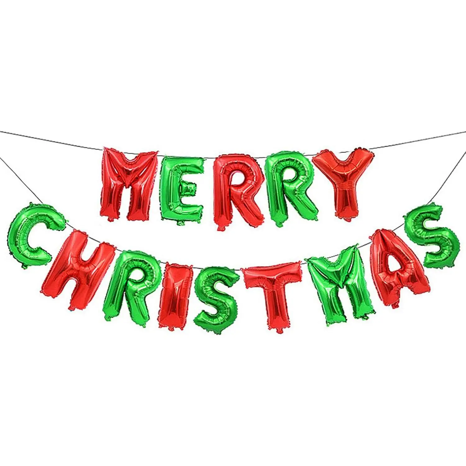 Christmas Aluminium Foil Balloon Set - 1 x 14 Pcs 16 in Letter Balloons, Banner, Backdrop, Photo Props, Auto Seal Self Sealing Perfect Decor for Home Party Festive Supplies, Letter Shape