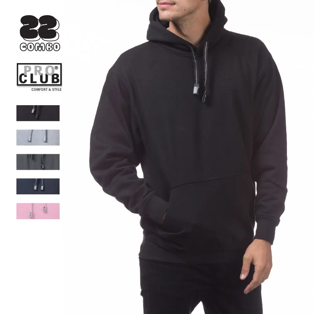 Pro Club Men's Heavyweight Cotton Hooded T-Shirt, Plain Soft Pullover, Casual Hip Hop Basics for Big and Tall, Sweatshirts for Thanksgiving & Valentines Day, Fabric, Holiday