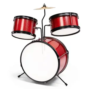 Compact Junior Drum Set with Stool, Pedal, Drumsticks & Wrench - Complete Starter Kit for Teens & Beginners, Portable 14" & 10" Drums, Durable Design for Home, School, Travel - Easy Assembly & Sturdy Stand, Portable Drums