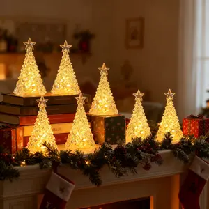 4/8-Piece Christmas Crystal Light Set Festive Decor Gift: Star Tree Night Light Mini LED Christmas Gift Desktop Ornament Decorative Scene Ambiance Light