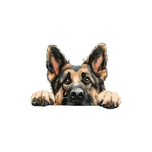 German Shepherd Cartoon Vinyl Sticker, Matte Finish, Self-Adhesive, Durable, One-Time Use, Realistic Dog Design, for Cars, Laptops, Fridges