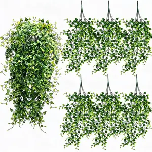 6 Pack Artificial Hanging Plants, 31.5in Fake Hanging Ivy Vines, UV Resistant Plastic Greenery, Home, Garden, Wedding, Indoor & Outdoor Decor, Indoor Faux Plant, Fake Plant Decoration