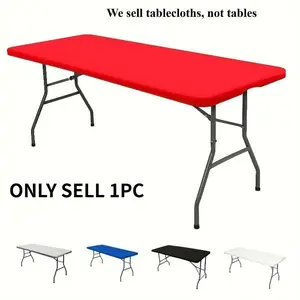 4-Foot Polyester Fiber Rectangular Elastic Tablecloth Protector, Washable Table Cover, Ideal for Home Parties, Weddings, Picnics, Event Decorations