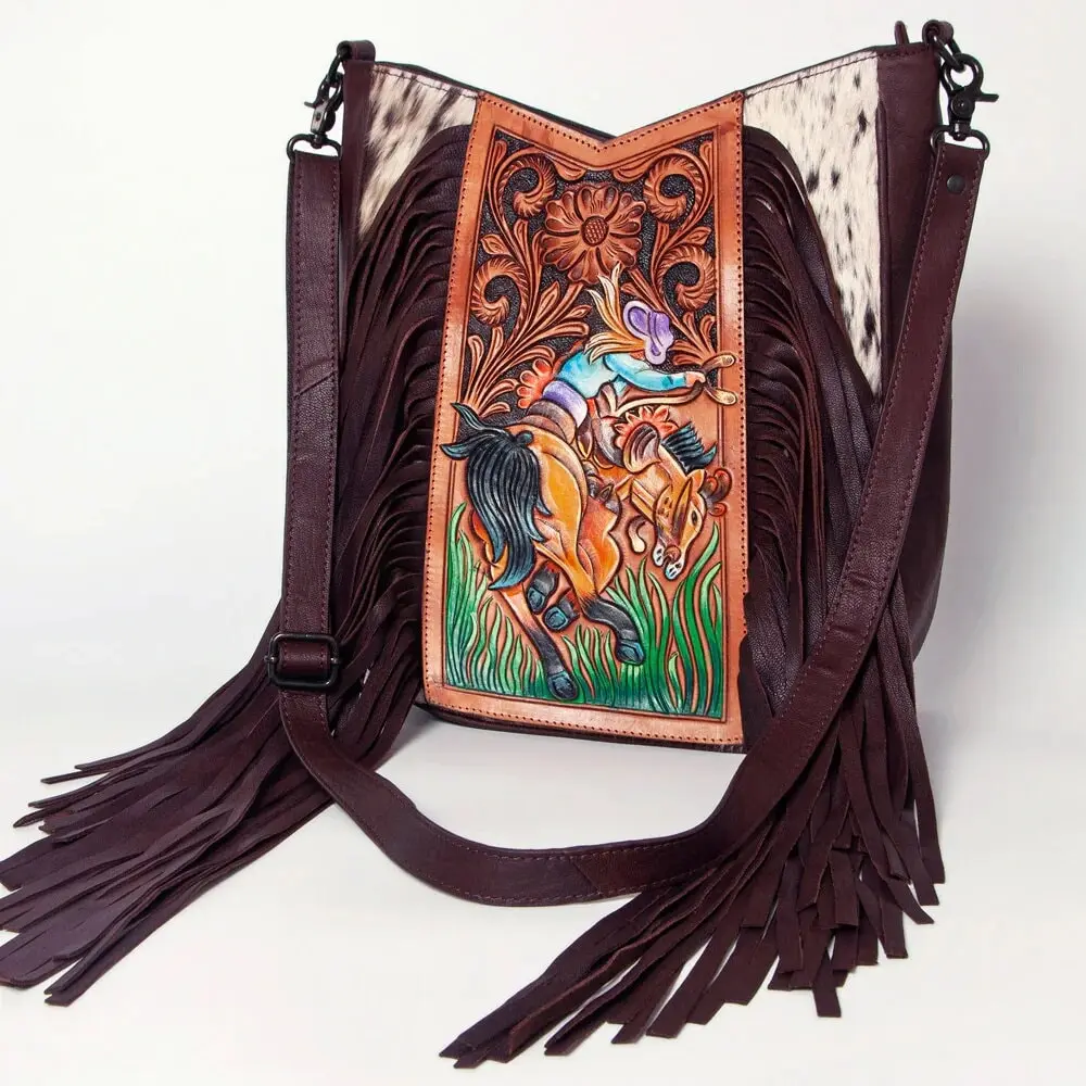 Bronco Western Leather Crossbody Purse