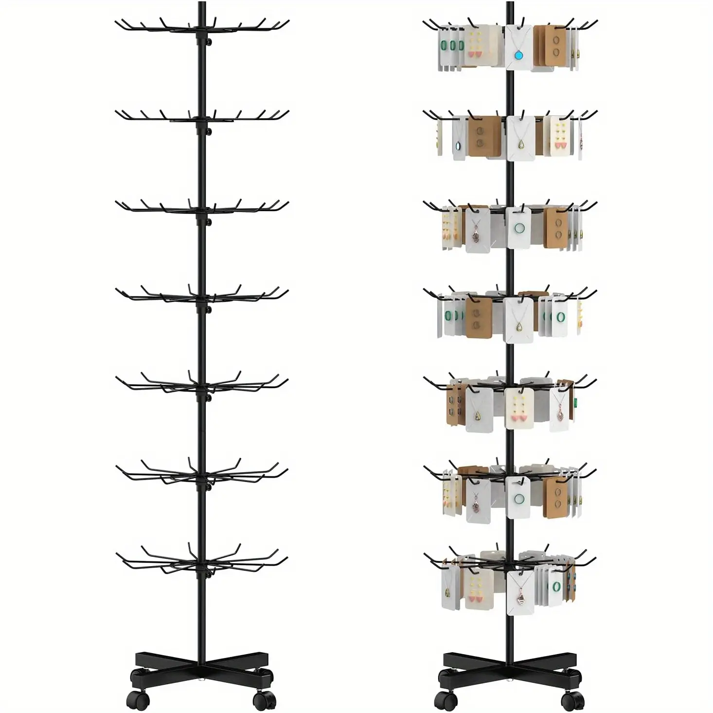 Retail Display Stand 7 Tier Rotating Rack Black Adjustable Height ...