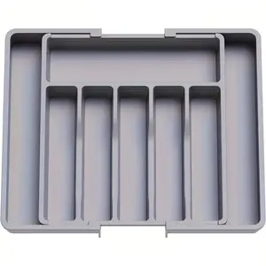 Kitchen Drawer Organizer, Expandable Cooking Utensil Tray, Expandable Kitchen Utensil Drawer Storage Box, Durable Plastic Organizers, 8 Compartments, Cutlery Holder