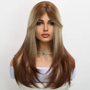 SMILCO/22-inch |Ombre Brown Blonde Mic Wave hair Wig  | SM2129 Fluffy Long