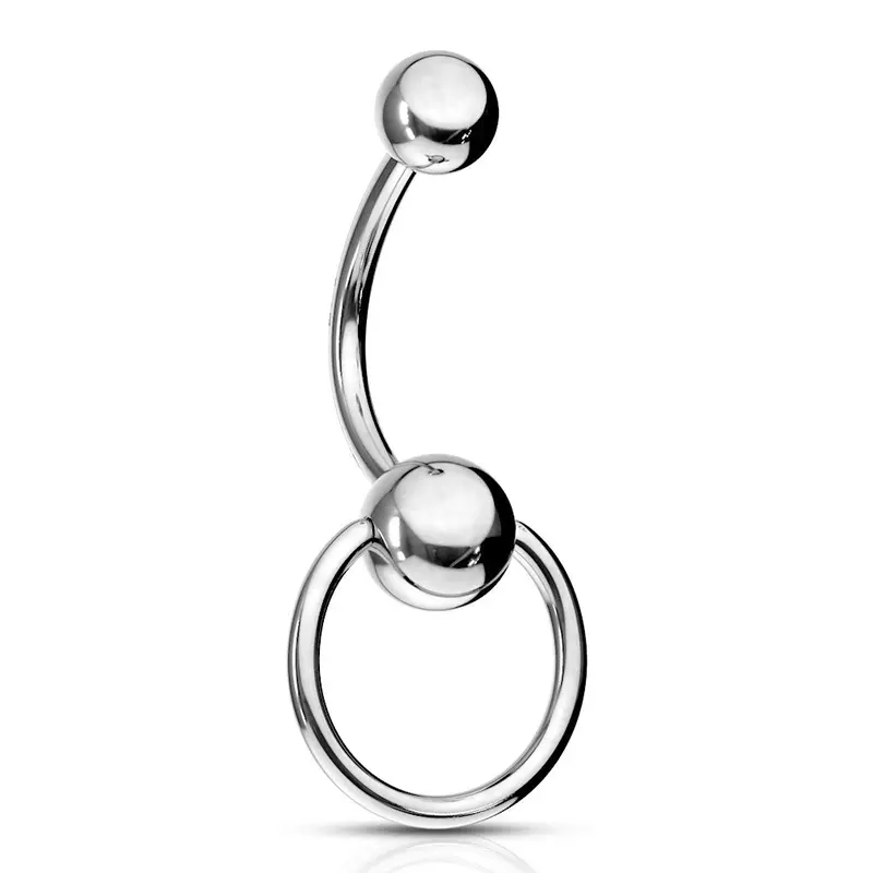 Faux Captive Bead Ring Style Belly Button Ring - 316L Stainless Steel